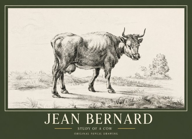 Jean Bernard Study of a Cow XII No1 - Plakát