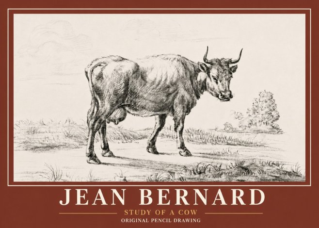 Jean Bernard Study of a Cow XII No6 - Plakát