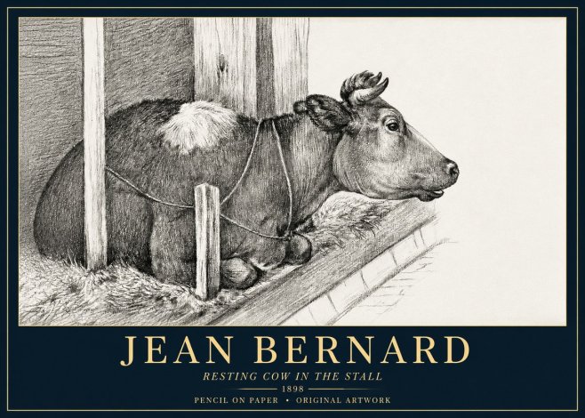 Jean Bernard Resting Cow in the Stall II No3 - Plakát