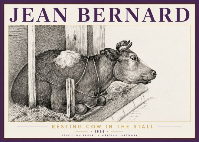 Jean Bernard Resting Cow in the Stall II No5 - Plakát