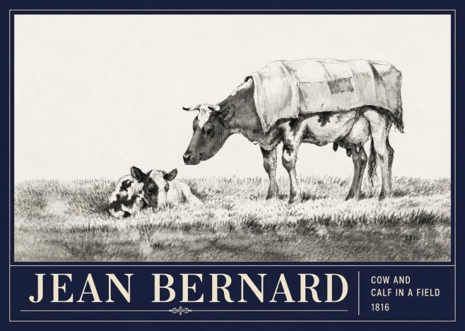 Jean Bernard Cow and Calf in a Field No3 - Plakát