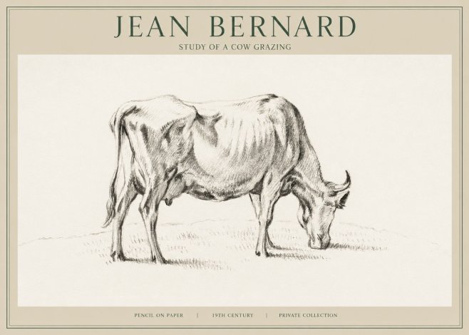Jean Bernard Study of a Cow Grazing I No1 - Plakát