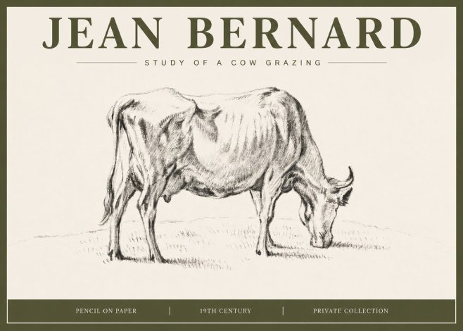 Jean Bernard Study of a Cow Grazing I No4 - Plakát