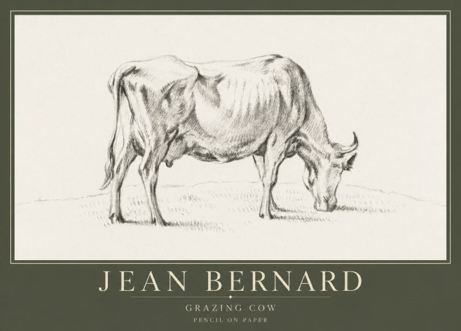 Jean Bernard Study of a Cow Grazing I No5 - Plakát