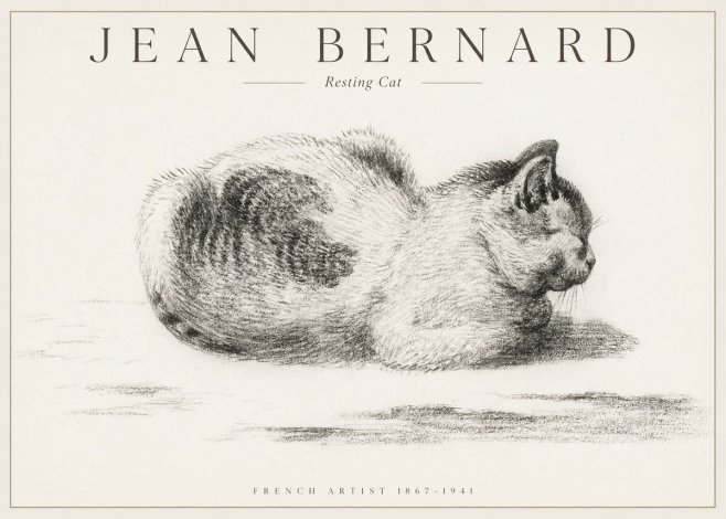 Jean Bernard Resting Cat No1 - Plakát