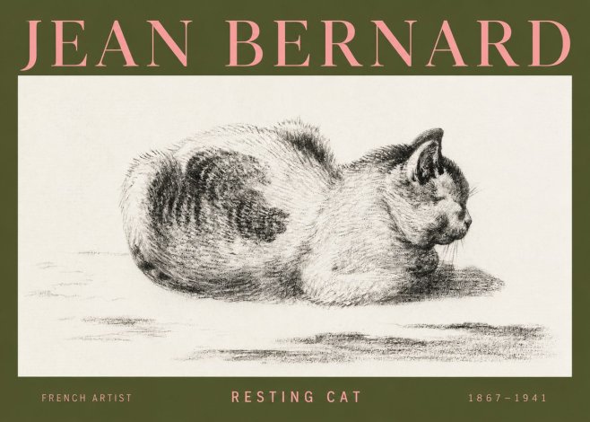 Jean Bernard Resting Cat No3 - Plakát