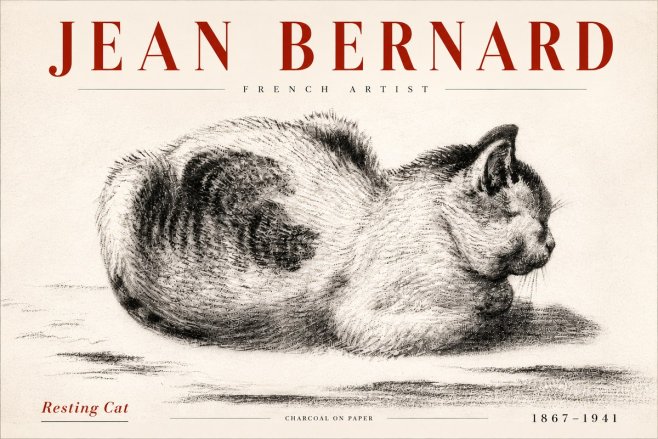 Jean Bernard Resting Cat No5 - Plakát