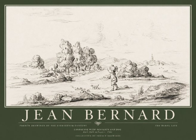 Jean Bernard Landscape with Figures and Distant Village No5 - Plakát