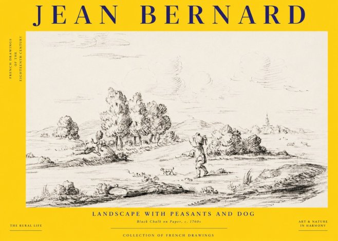 Jean Bernard Landscape with Figures and Distant Village No6 - Plakát
