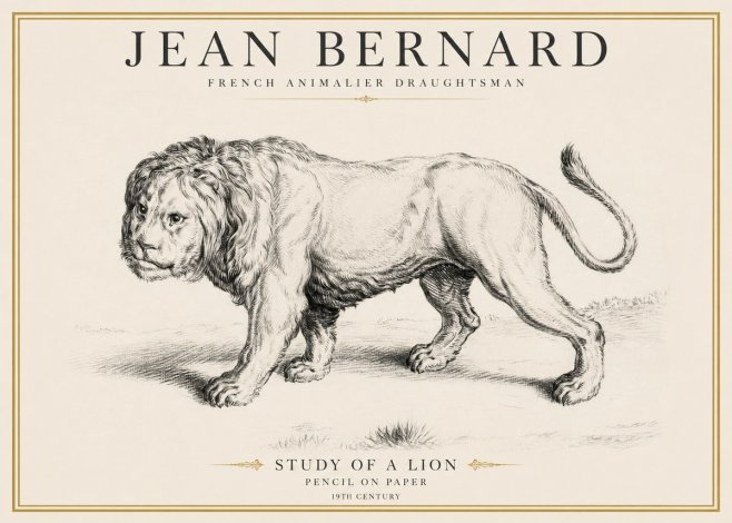 Jean Bernard Study of a Lion II No6 - Plakát