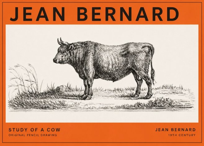 Jean Bernard Study of a Cow XIII No2 - Plakát
