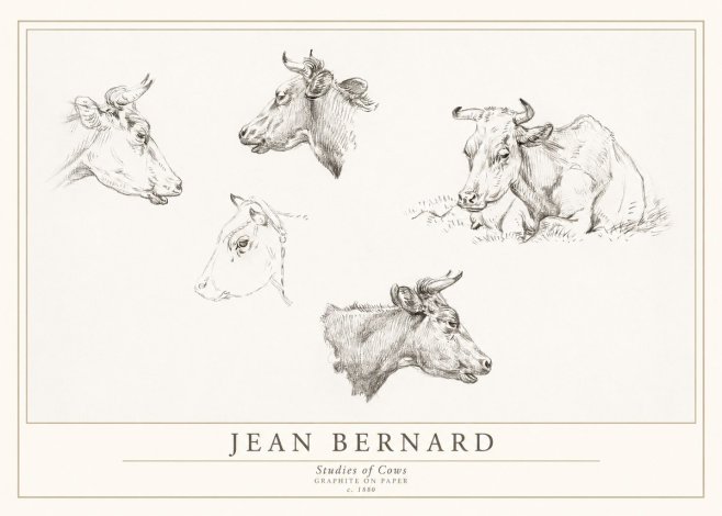 Jean Bernard Studies of Cows I No1 - Plakát