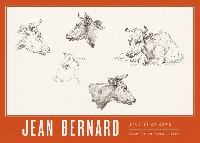 Jean Bernard Studies of Cows I No3 - Plakát