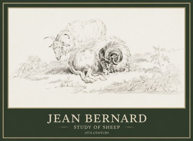 Jean Bernard Study of Sheep No1 - Plakát