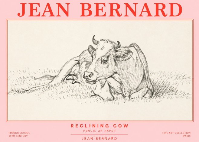 Jean Bernard Reclining Cow III No2 - Plakát