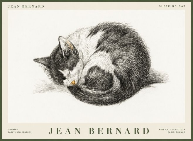 Jean Bernard Sleeping Cat VIII No1 - Plakát