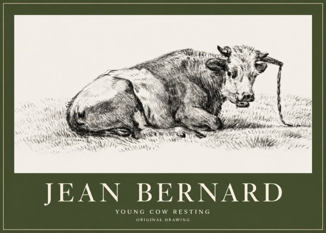 Jean Bernard Young Cow Resting No2 - Plakát
