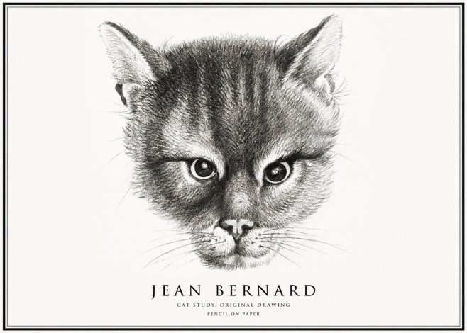 Jean Bernard Cat Study. Original Drawing No1 - Plakát