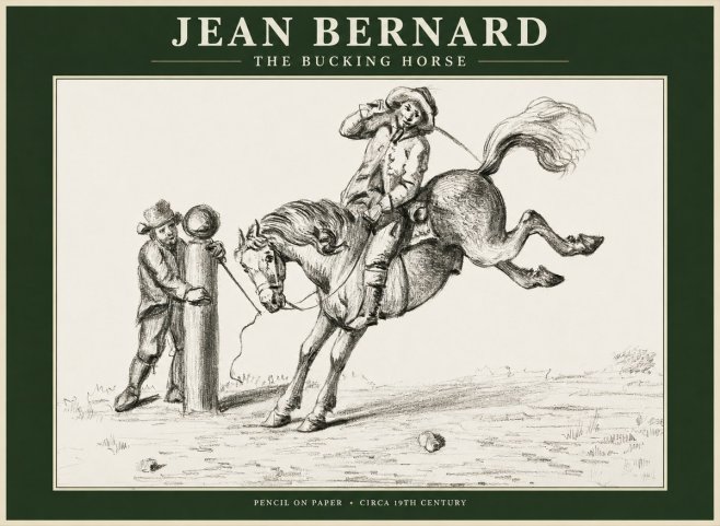 Jean Bernard A Study of the Bucking Horse No2 - Plakát