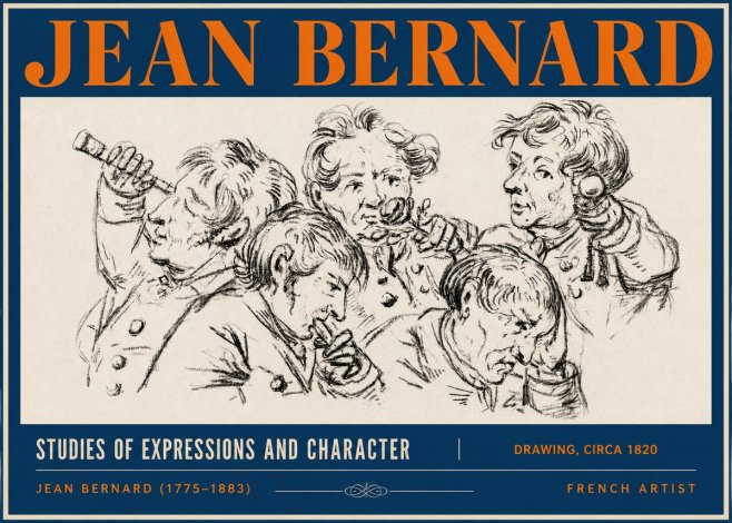 Jean Bernard Studies of Expressions and Character No3 - Plakát