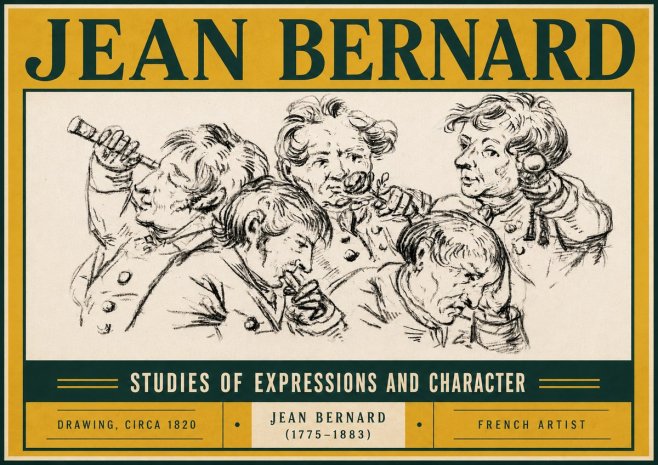 Jean Bernard Studies of Expressions and Character No5 - Plakát