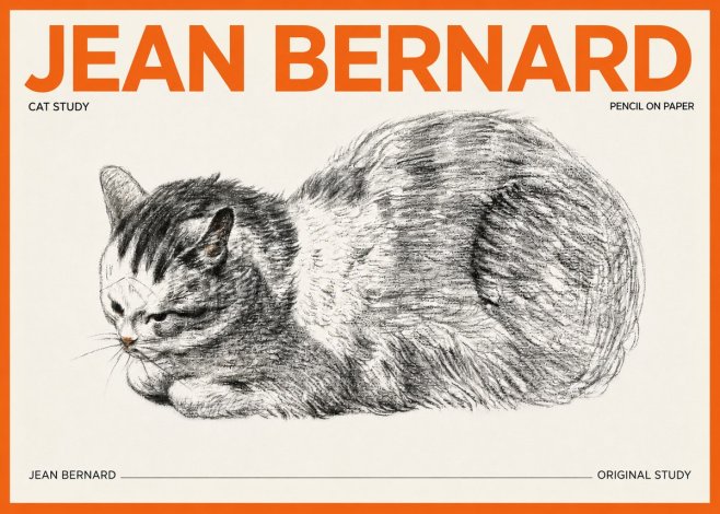 Jean Bernard Cat Study X No3 - Plakát