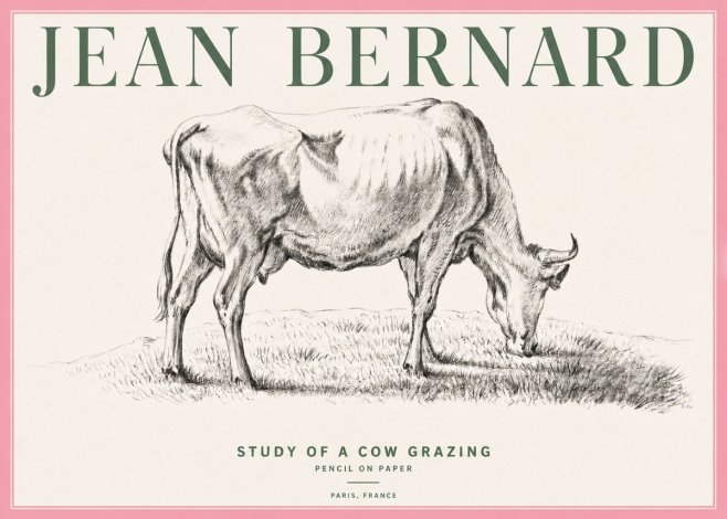 Jean Bernard Study of a Cow Grazing II No4 - Plakát