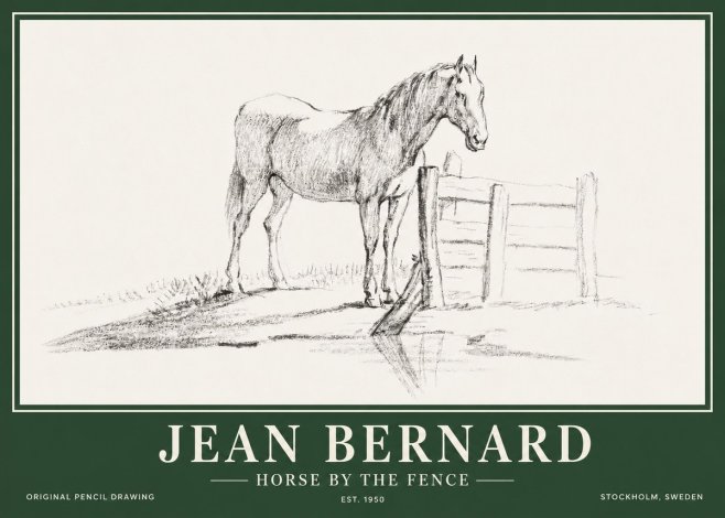 Jean Bernard Horse by the Fence No3 - Plakát