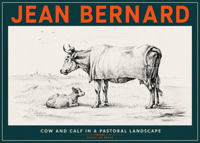 Jean Bernard Cow and Calf in a Pastoral Landscape No4 - Plakát