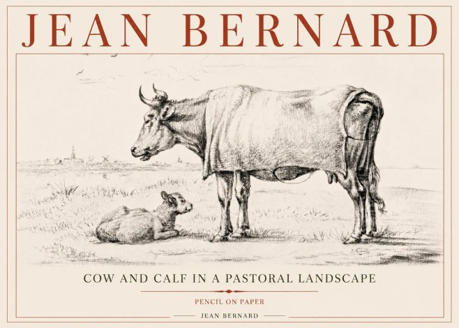 Jean Bernard Cow and Calf in a Pastoral Landscape No5 - Plakát