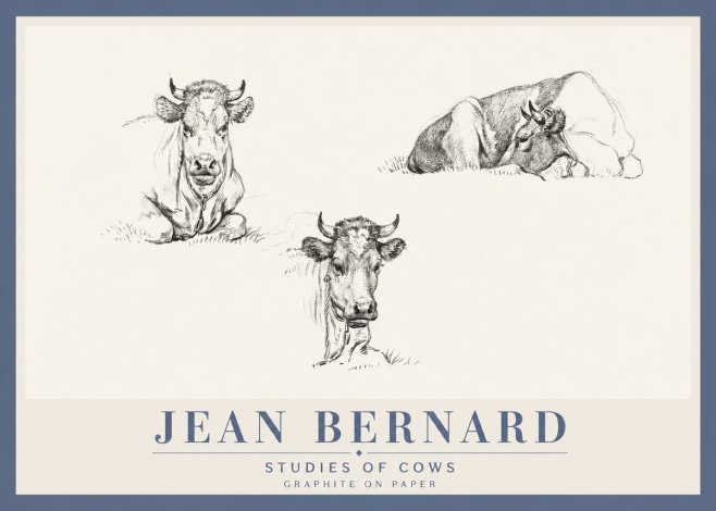 Jean Bernard Studies of Cows II No4 - Plakát