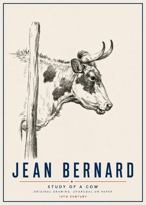 Jean Bernard Study of a Cow XVII No5 - Plakát