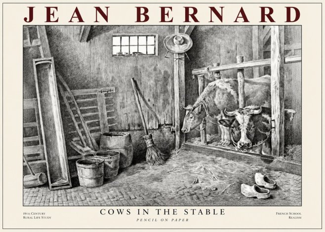 Jean Bernard Cows in the Stable No1 - Plakát