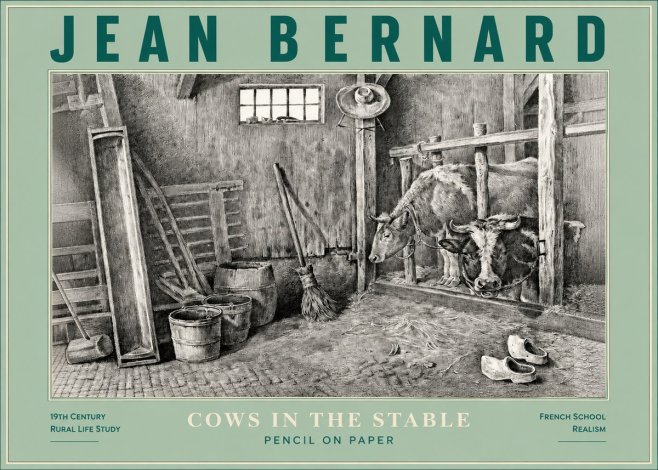 Jean Bernard Cows in the Stable No3 - Plakát
