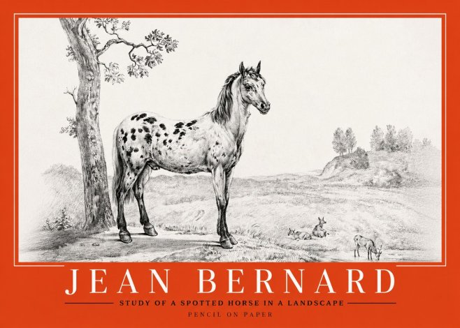 Jean Bernard Study of a Spotted Horse in a Landscape No2 - Plakát