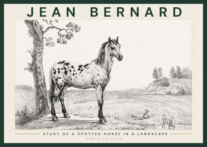 Jean Bernard Study of a Spotted Horse in a Landscape No3 - Plakát