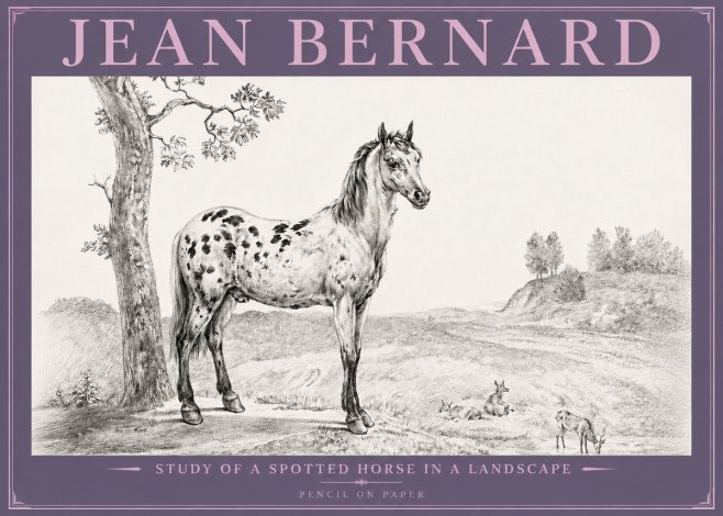 Jean Bernard Study of a Spotted Horse in a Landscape No4 - Plakát