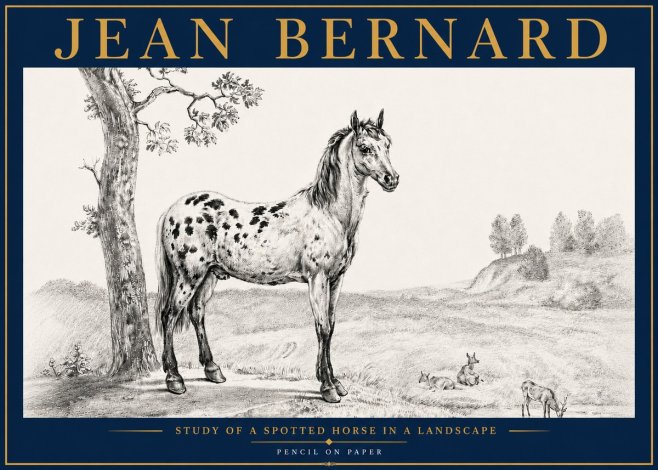 Jean Bernard Study of a Spotted Horse in a Landscape No5 - Plakát