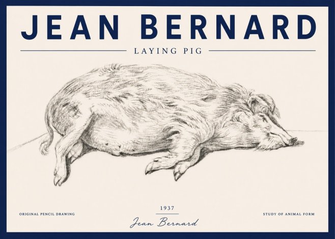 Jean Bernard Laying Pig No4 - Plakát