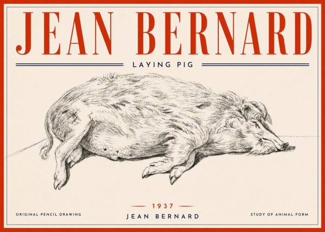 Jean Bernard Laying Pig No6 - Plakát