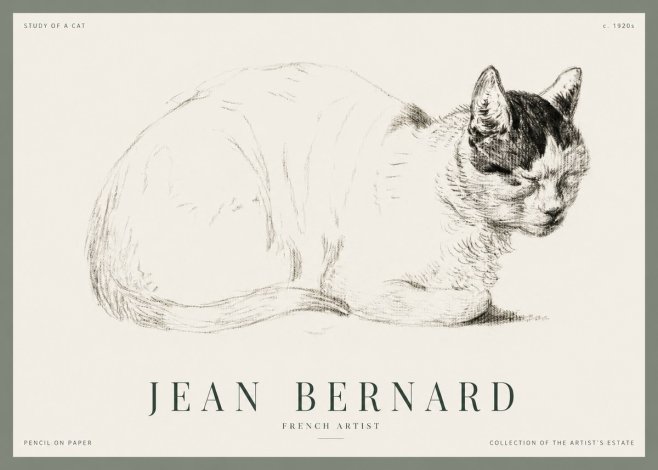 Jean Bernard Study of a Cat III No1 - Plakát