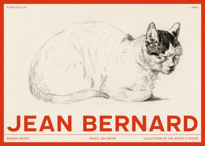 Jean Bernard Study of a Cat III No2 - Plakát