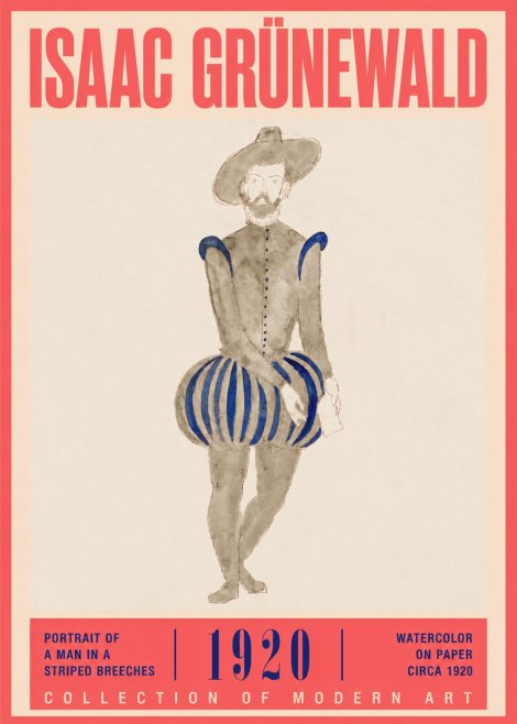 Isaac Grünewald Portrait of a Man in a Striped Breeches No2 - Plakát