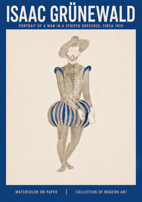 Isaac Grünewald Portrait of a Man in a Striped Breeches No3 - Plakát