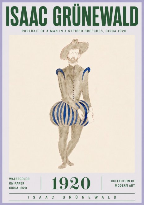 Isaac Grünewald Portrait of a Man in a Striped Breeches No4 - Plakát