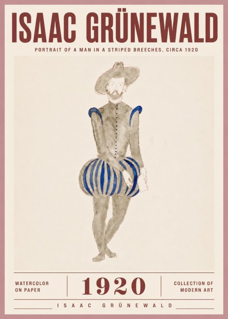 Isaac Grünewald Portrait of a Man in a Striped Breeches No5 - Plakát