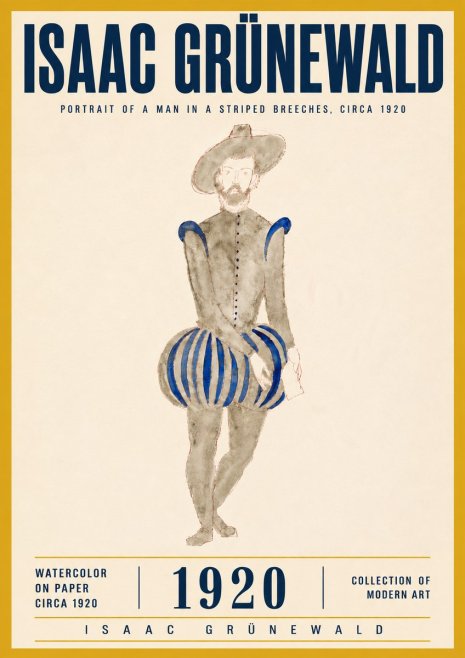 Isaac Grünewald Portrait of a Man in a Striped Breeches No6 - Plakát
