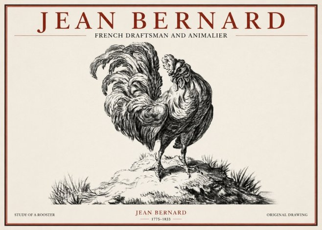 Jean Bernard Study of a Rooster No1 - Plakát