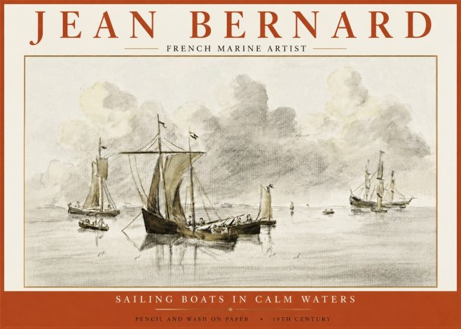 Jean Bernard Sailing Boats in Calm Waters No5 - Plakát