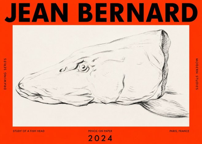 Jean Bernard Study of a Fish Head No2 - Plakát